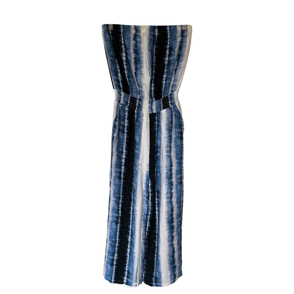 Peyton Jensen Jumpsuit Womens XS Blue Tie Dye Excellent Strapless Wide‎ Leg Boho